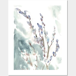 pussy willows botanical watercolor Posters and Art